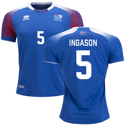 Iceland #5 INGASON Home Soccer Country Jersey