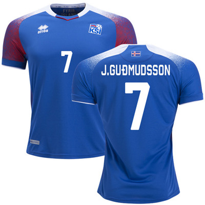 Iceland #7 J.GUDMUDSSON Home Soccer Country Jersey