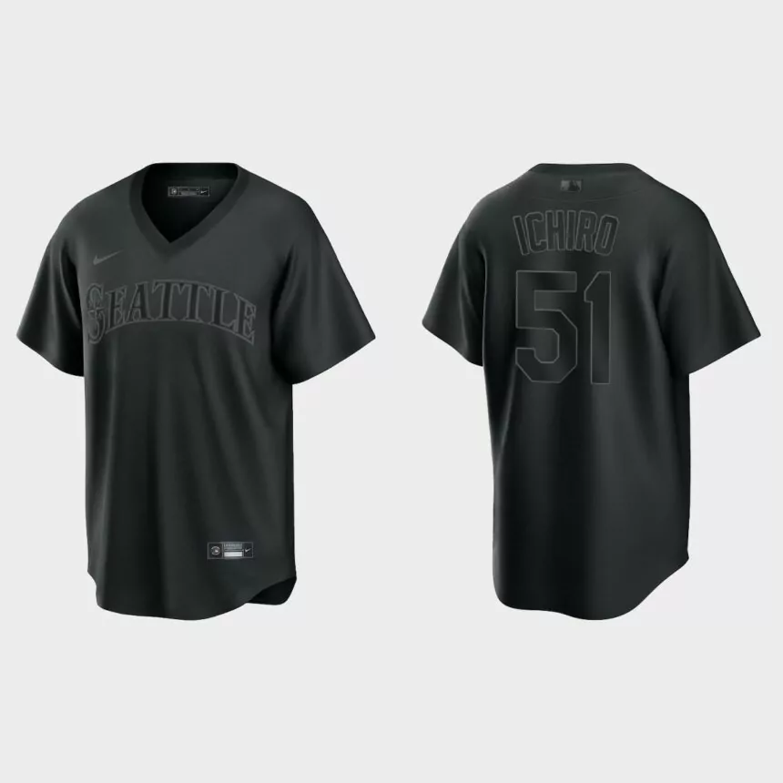 Ichiro Suzuki Seattle Mariners Pitch Black Fashion Replica Jersey – Black