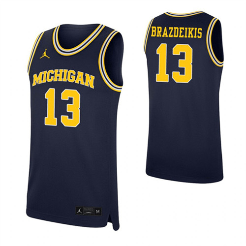 Ignas Brazdeikis Jersey Navy Michigan Wolverines Replica