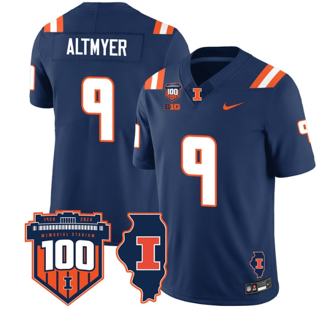 Illinois Football Throwback Jersey - All Stitched  NAVY LUKE ALTMYER -9