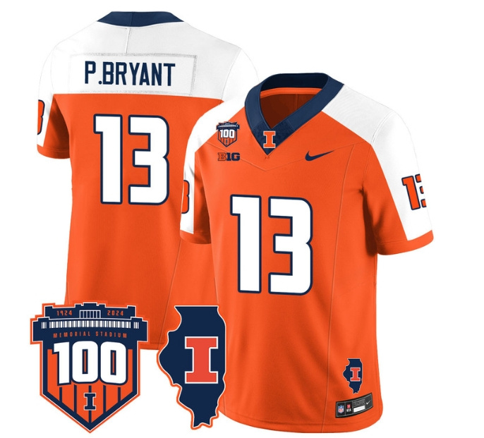 Illinois Football Throwback Jersey - All Stitched  ORANGE ALTERNATE