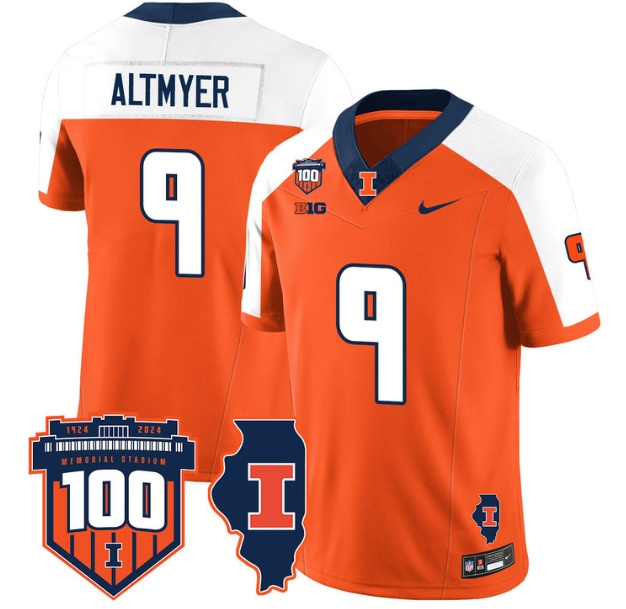 Illinois Football Throwback Jersey - All Stitched  ORANGE ALTERNATE LUKE ALTMYER -9