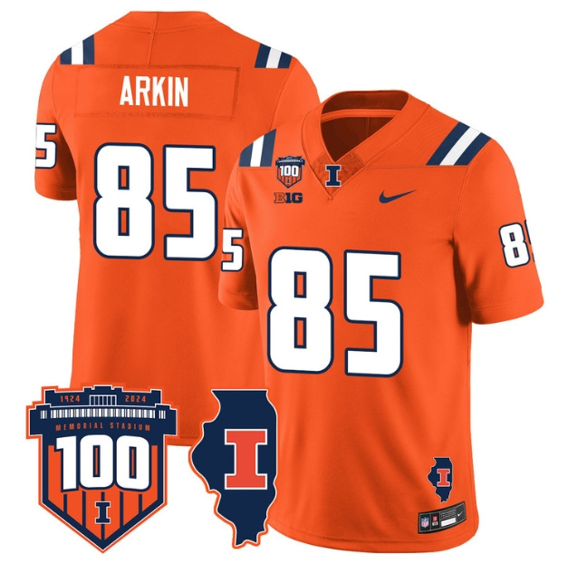 Illinois Football Throwback Jersey - All Stitched  ORANGE ALTERNATE TANNER ARKIN #85