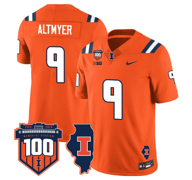 Illinois Football Throwback Jersey - All Stitched  ORANGE LUKE ALTMYER -9