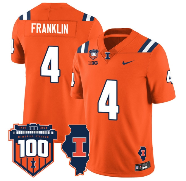 Illinois Football Throwback Jersey - All Stitched  ORANGE ZAKHARI FRANKLIN-4