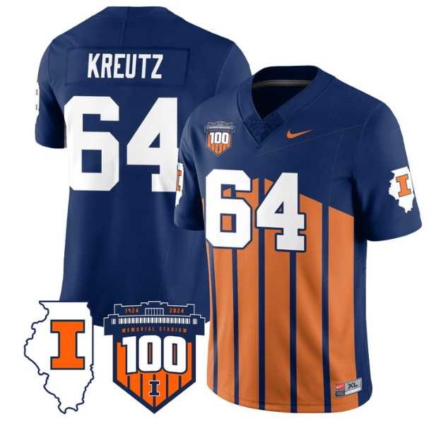 Illinois Football Throwback Jersey - All Stitched  THROWBACK JOSH KREUTZ-64