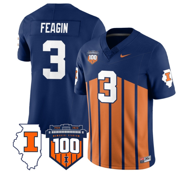 Illinois Football Throwback Jersey - All Stitched  THROWBACK KADEN FEAGIN-3
