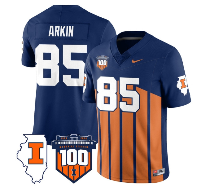 Illinois Football Throwback Jersey - All Stitched  THROWBACK TANNER ARKIN -85