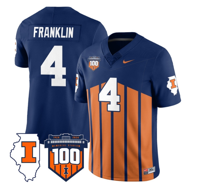 Illinois Football Throwback Jersey - All Stitched  THROWBACK ZAKHARI FRANKLIN-4