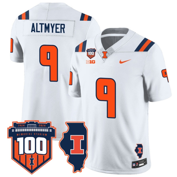 Illinois Football Throwback Jersey - All Stitched  WHITE LUKE ALTMYER -9