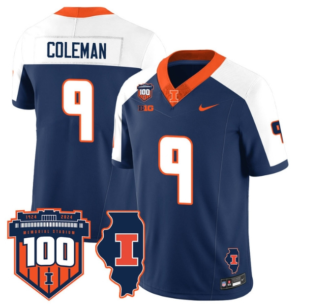 Illinois Football Throwback Jersey - All Stitched NAVY ALTERNATE LUKE ALTMYER -9