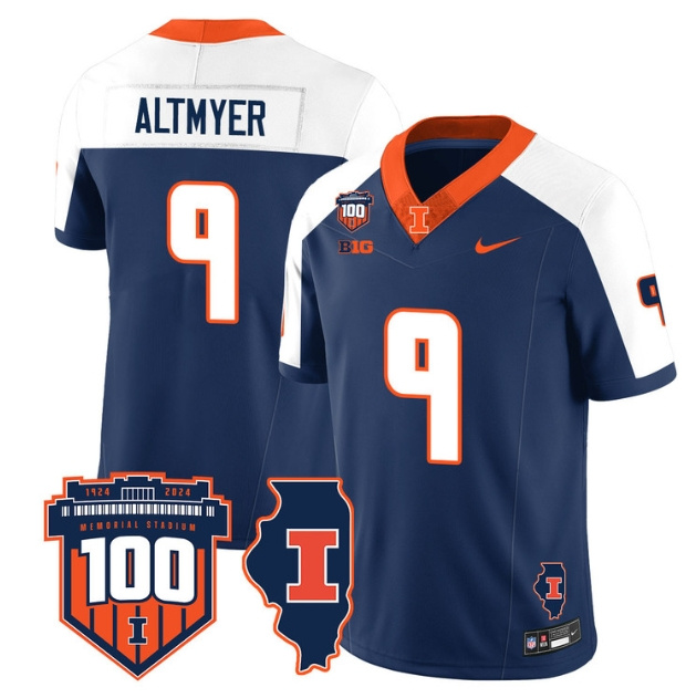 Illinois Football Throwback Jersey - All Stitched NAVY ALTERNATE SETH COLEMAN -9
