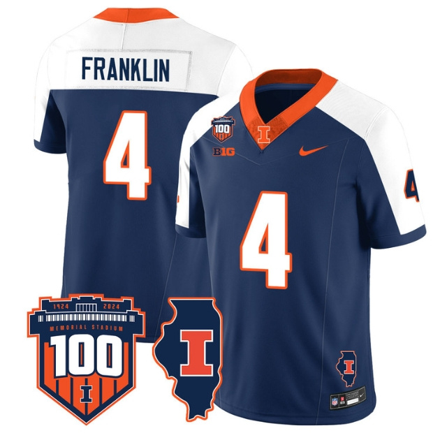 Illinois Football Throwback Jersey - All Stitched NAVY ALTERNATE ZAKHARI FRANKLIN-4