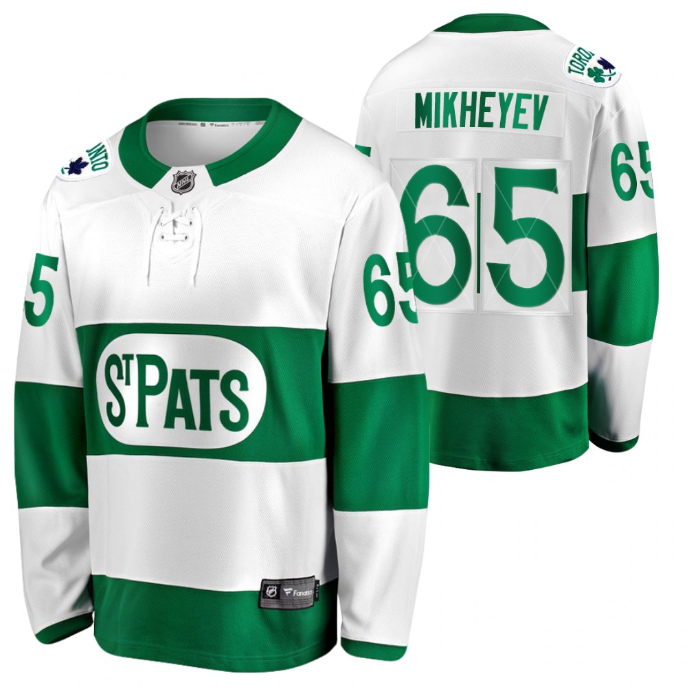 Ilya Mikheyev Maple Leafs 2021 St. Pats Green #65 Jersey