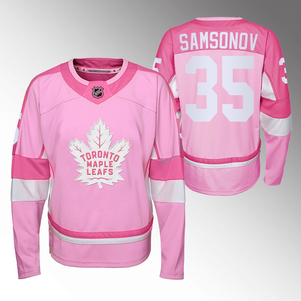 Ilya Samsonov Maple Leafs Hockey Fights Cancer Jersey Pink
