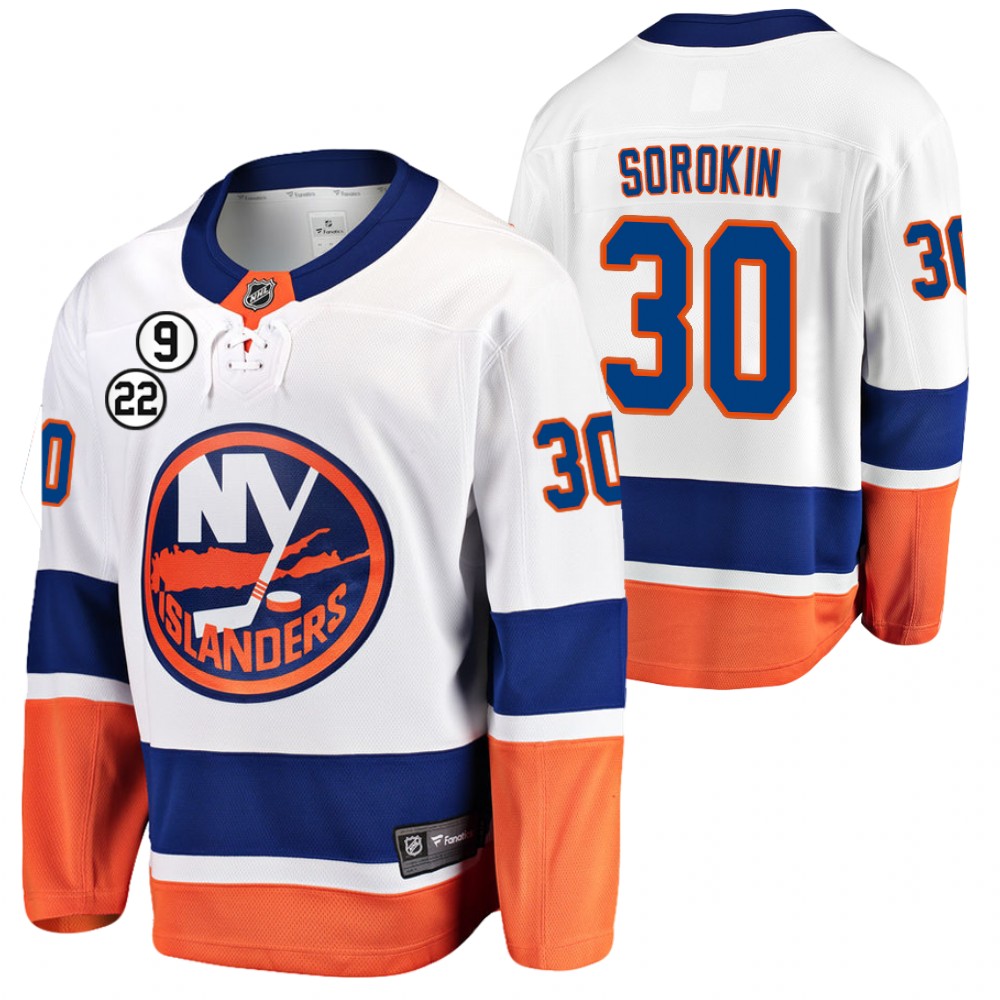 Ilya Sorokin Islanders NO.22 Patch Jersey White Honor Bossy