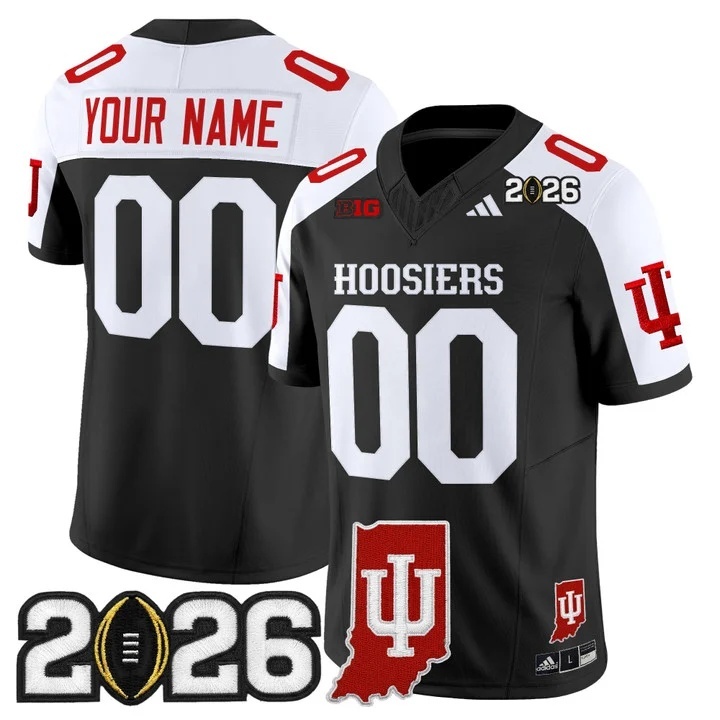 Indiana Hoosiers 2026 CFP Final & Indiana State Patch Vapor Limited Custom Jersey    - All Stitched