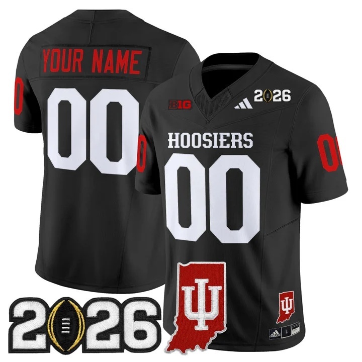 Indiana Hoosiers 2026 CFP Final & Indiana State Patch Vapor Limited Custom Jersey -   All Stitched