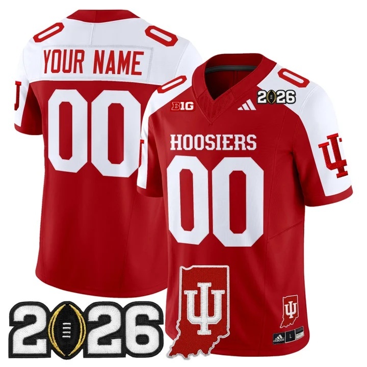 Indiana Hoosiers 2026 CFP Final & Indiana State Patch Vapor Limited Custom Jersey   - All Stitched
