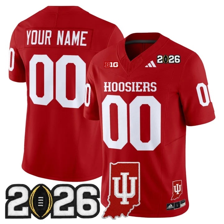Indiana Hoosiers 2026 CFP Final & Indiana State Patch Vapor Limited Custom Jersey  - All Stitched