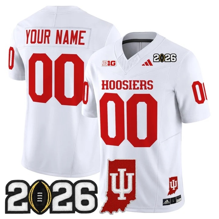 Indiana Hoosiers 2026 CFP Final & Indiana State Patch Vapor Limited Custom Jersey - All Stitched