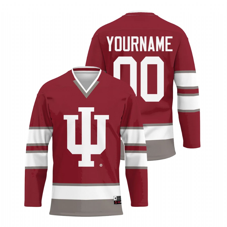 Indiana Hoosiers College Hockey Custom Men Jersey Crimson