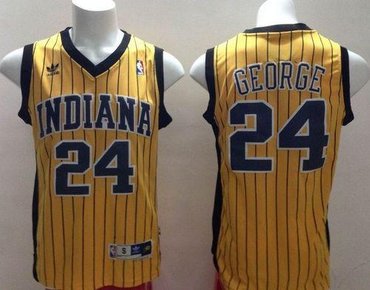 Indiana Pacers #24 Paul George Yellow Throwback NBA Jersey