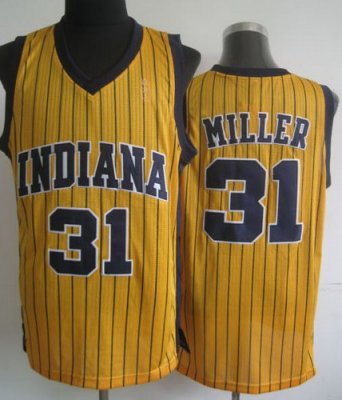 Indiana Pacers 31 Reggie Miller Yellow Hardwood Classics Revolution 30 NBA Jerseys
