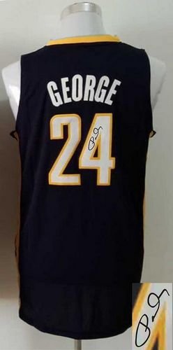 Indiana Pacers Revolution 30 Autographed #24 Paul George Navy Blue Stitched NBA Jersey