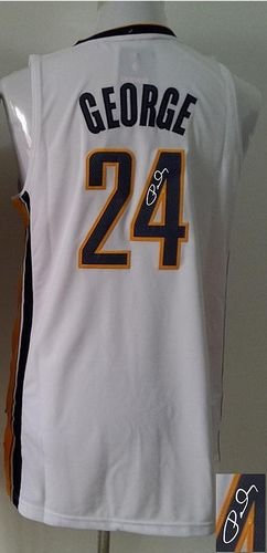 Indiana Pacers Revolution 30 Autographed #24 Paul George Navy White Stitched NBA Jersey