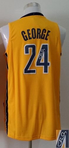 Indiana Pacers Revolution 30 Autographed #24 Paul George Yellow Stitched NBA Jersey