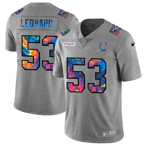 Indianapolis Colts #53 Darius Leonard Men's Nike Multi-Color 2020 NFL Crucial Catch NFL Jersey Greyheather