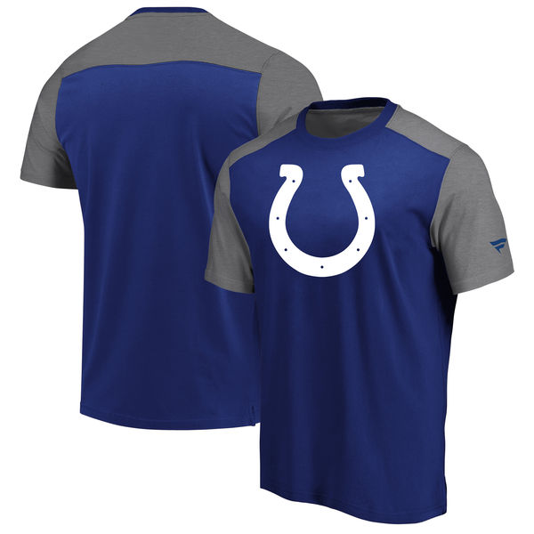 Indianapolis Colts NFL Pro Line By Fanatics Branded Iconic Color Block T-Shirt RoyalHeathered Gray