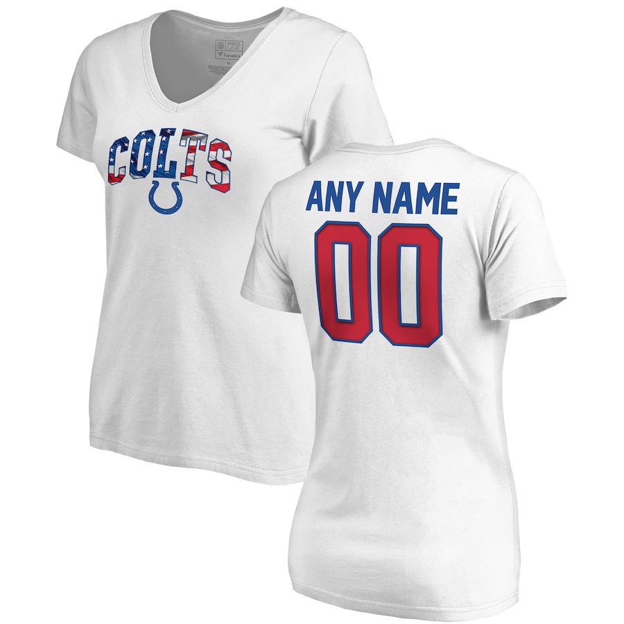 Indianapolis Colts NFL Pro Line By Fanatics Branded Women's Any Name & Number Banner Wave V Neck T-Shirt White