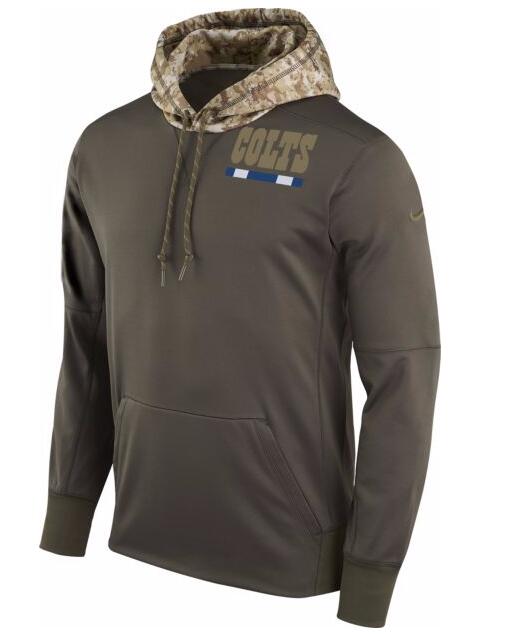 Indianapolis Colts Nike Salute To Service Sideline Therma Pullover Hoodie Olive