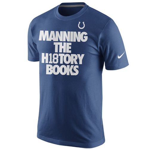 Indianapolis Colts Peyton Manning Nike History Books Name & Number T-Shirt Royal Blue