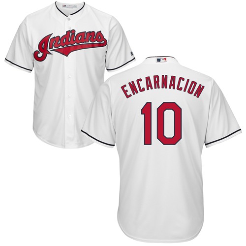 Indians #10 Edwin Encarnacion White New Cool Base Stitched Baseball Jersey