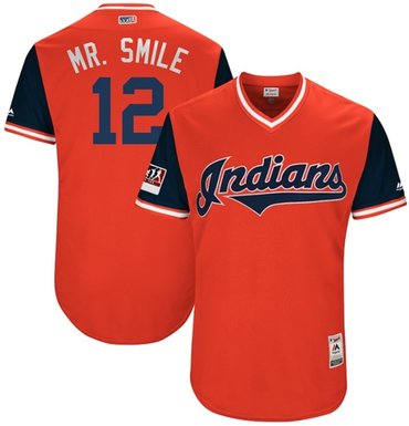 Indians #12 Francisco Lindor Red Mr. Smile Players Weekend Authentic Stitched MLB Jersey