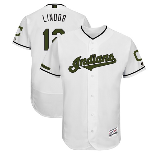 Indians #12 Francisco Lindor White Flexbase Authentic Collection 2018 Memorial Day Stitched Baseball Jersey