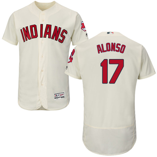 Indians #17 Yonder Alonso Cream Flexbase Authentic Collection Stitched Baseball Jersey