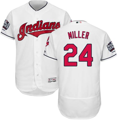 Indians #24 Andrew Miller White Flexbase Authentic Collection 2016 World Series Bound Stitched MLB Jersey - 副本