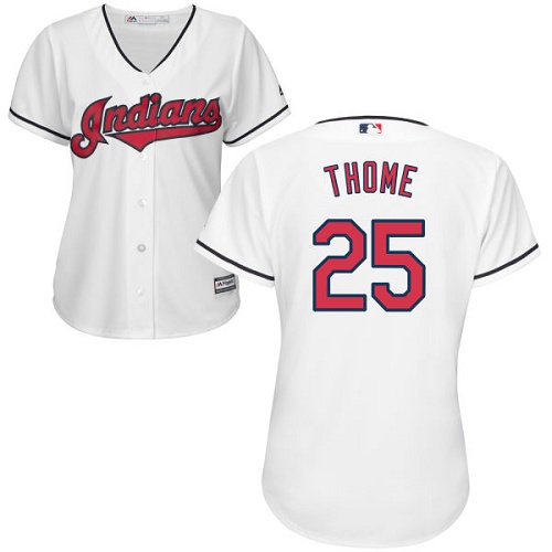 Indians #25 Jim Thome White Home Women's Stitched MLB Jersey