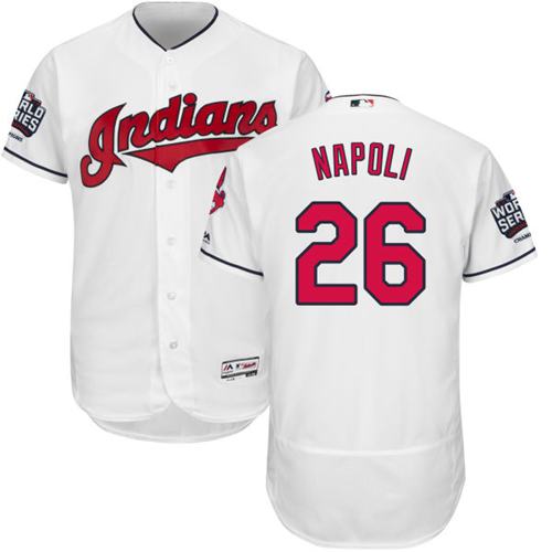 Indians #26 Mike Napoli White Flexbase Authentic Collection 2016 World Series Bound Stitched MLB Jersey - 副本