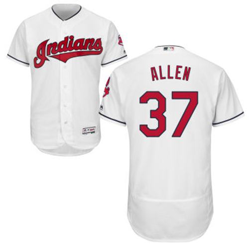 Indians #37 Cody Allen White Flexbase Authentic Collection Stitched MLB Jersey - 副本