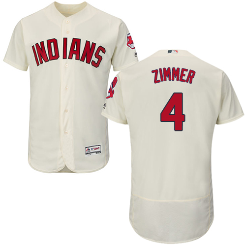 Indians #4 Bradley Zimmer Cream Flexbase Authentic Collection Stitched Baseball Jersey