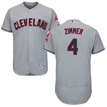 Indians #4 Bradley Zimmer Grey Flexbase Authentic Collection Stitched Baseball Jersey