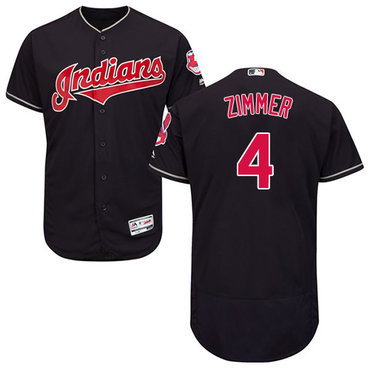 Indians #4 Bradley Zimmer Navy Blue Flexbase Authentic Collection Stitched Baseball Jersey