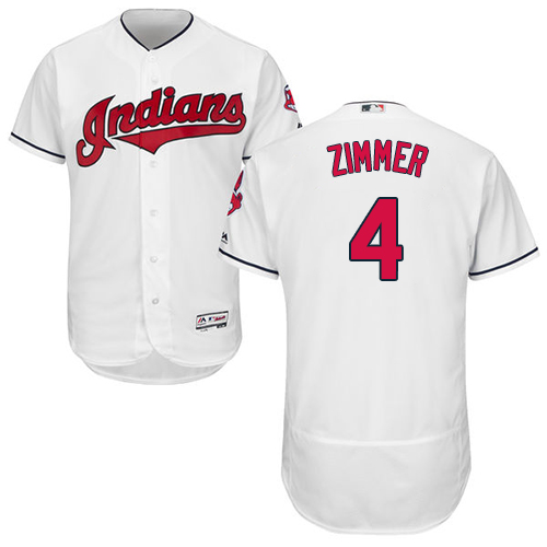 Indians #4 Bradley Zimmer White Flexbase Authentic Collection Stitched Baseball Jersey