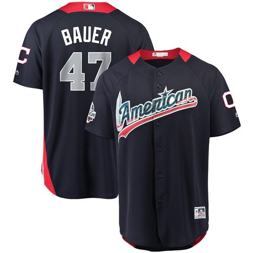 Indians #47 Trevor Bauer Navy Blue 2018 All-Star American League Stitched Baseball Jersey (1)